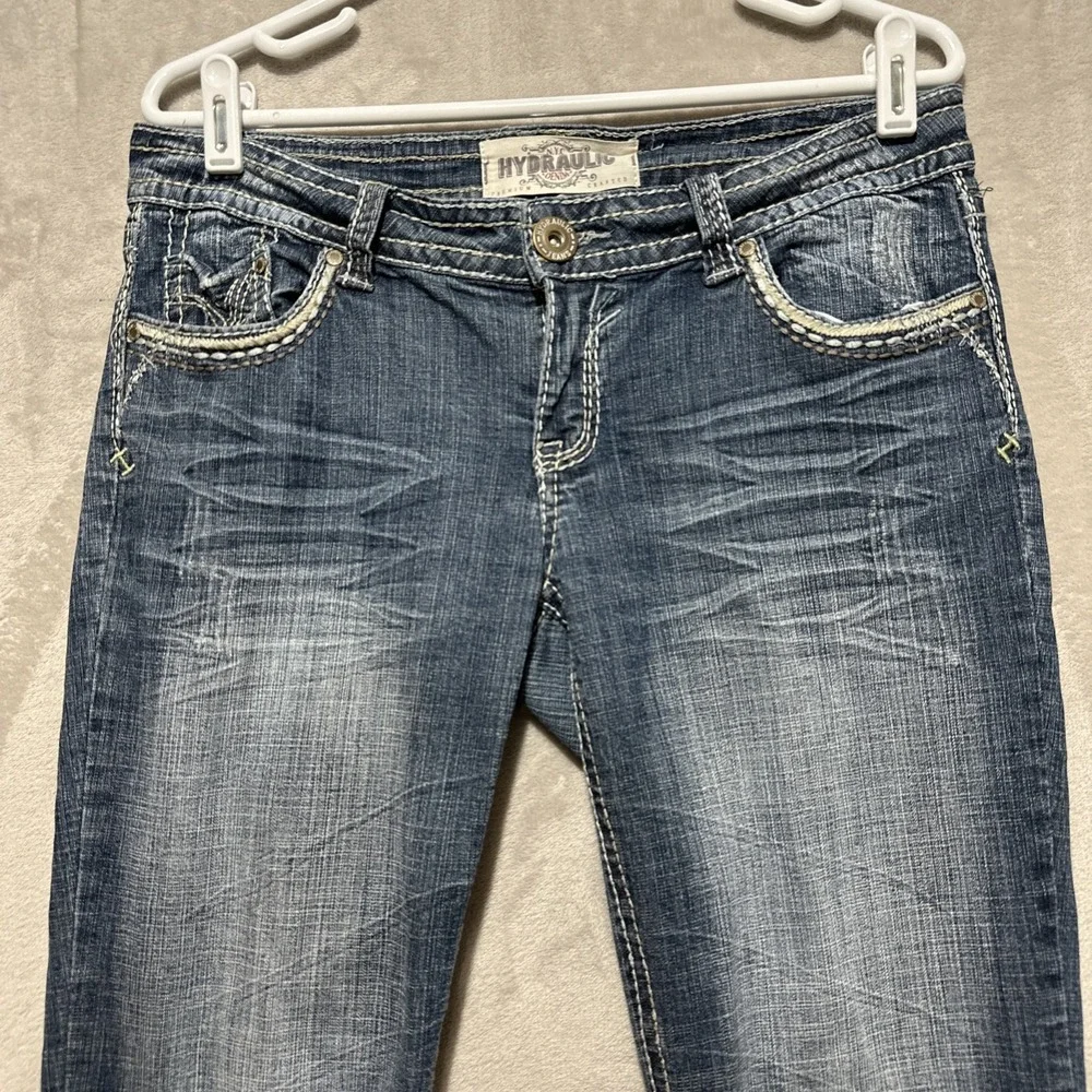 Hydraulic Premium Denim Jeans Women's‎ 10 Blue Slim Bootcut Low Rise Whiskering